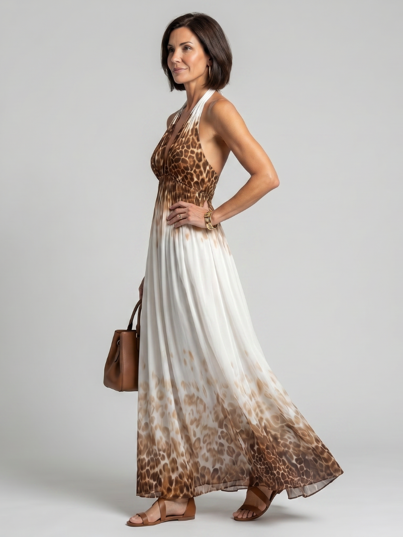 Evie Melbourne Pleated White Midi Dress