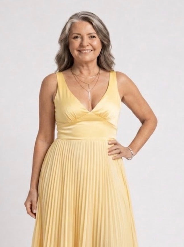 Evie Melbourne™ | Pleated V-Neck Maxi Dress