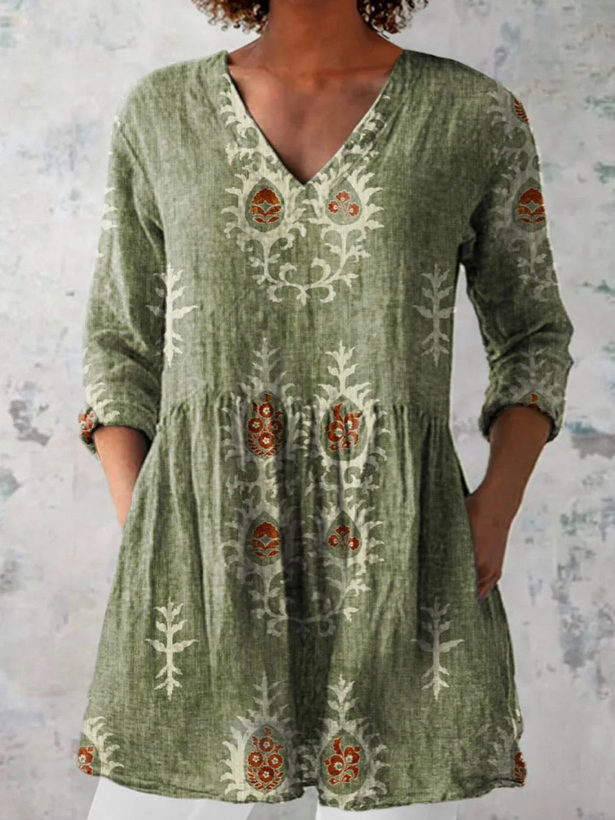 Elise | Long Blouse with V-Neck