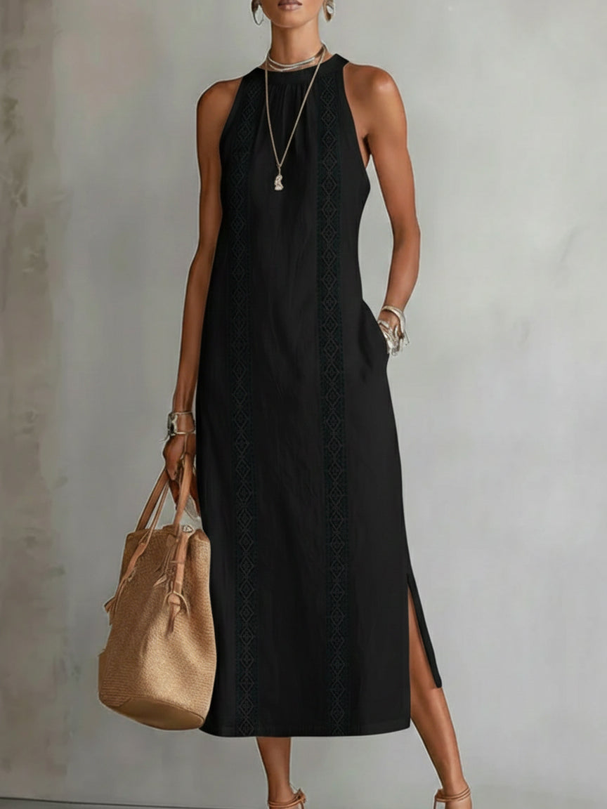 JIMENA | MIDI DRESS WITH MAO COLLAR