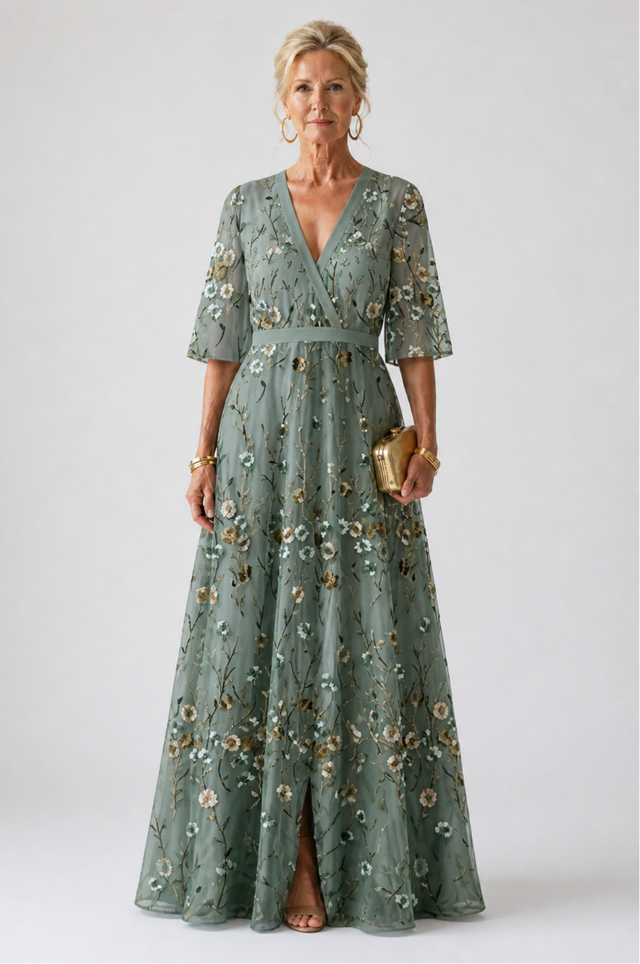 Evie Melbourne™ | Floral V Neck Short Sleeve Maxi Dress
