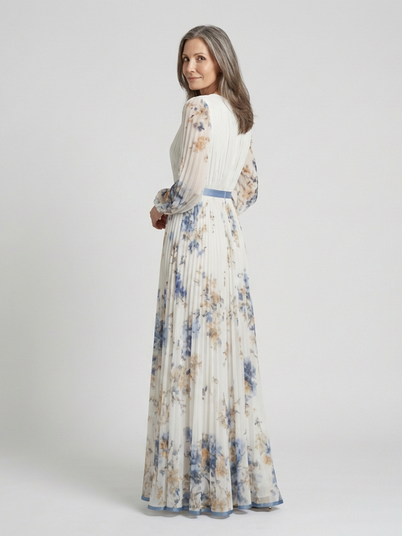 Evie Melbourne™ | Long Sleeve V Neck Floral Maxi Dress