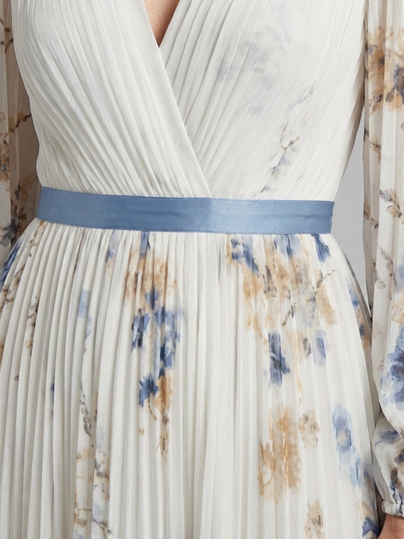 Evie Melbourne™ | Long Sleeve V Neck Floral Maxi Dress