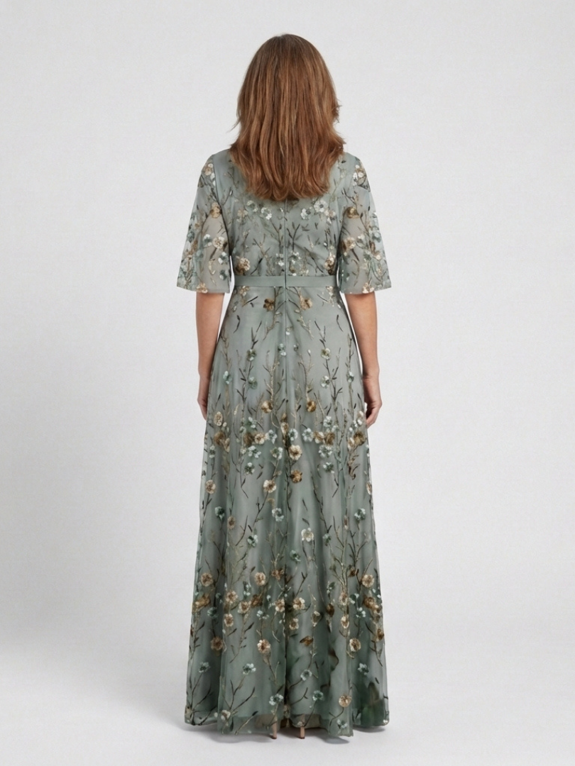 Evie Melbourne™ | Floral V Neck Short Sleeve Maxi Dress