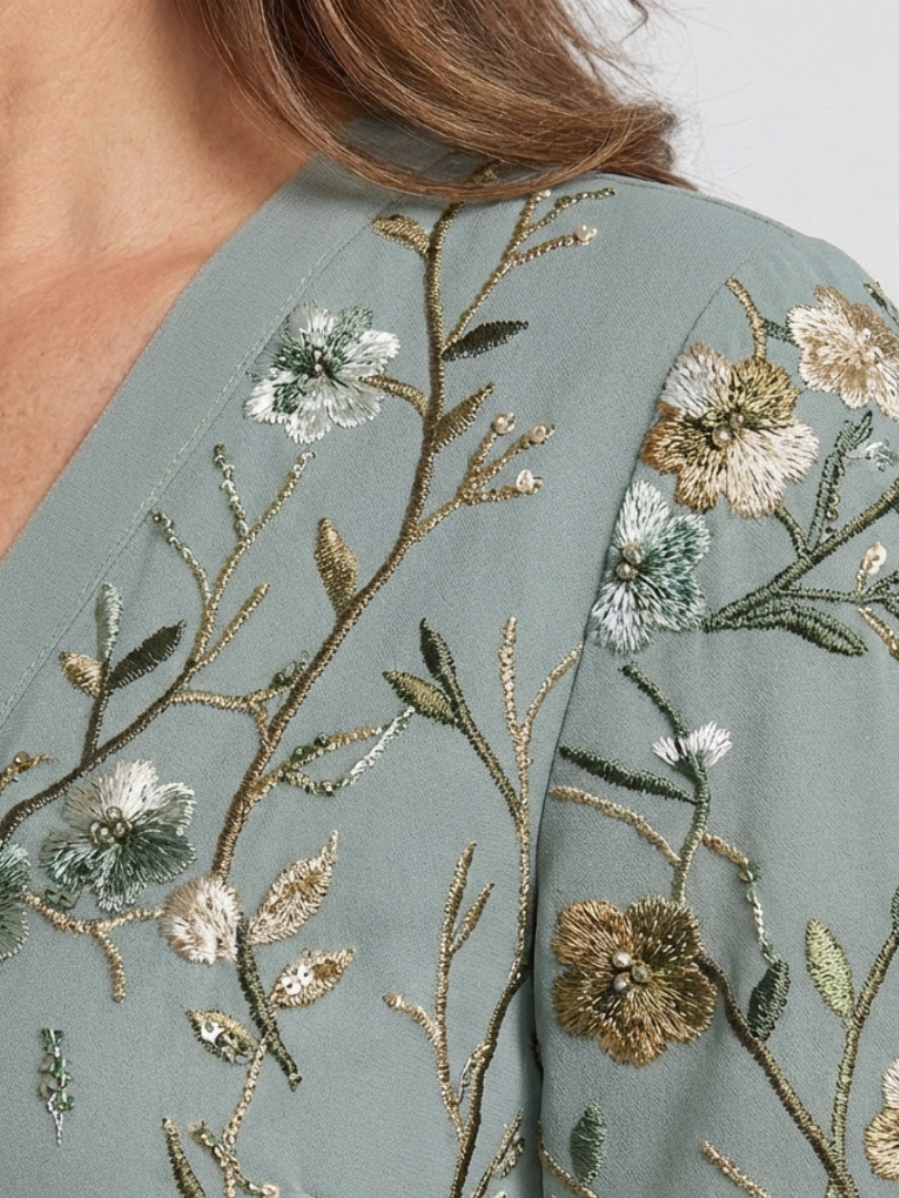 Evie Melbourne™ | Floral V Neck Short Sleeve Maxi Dress