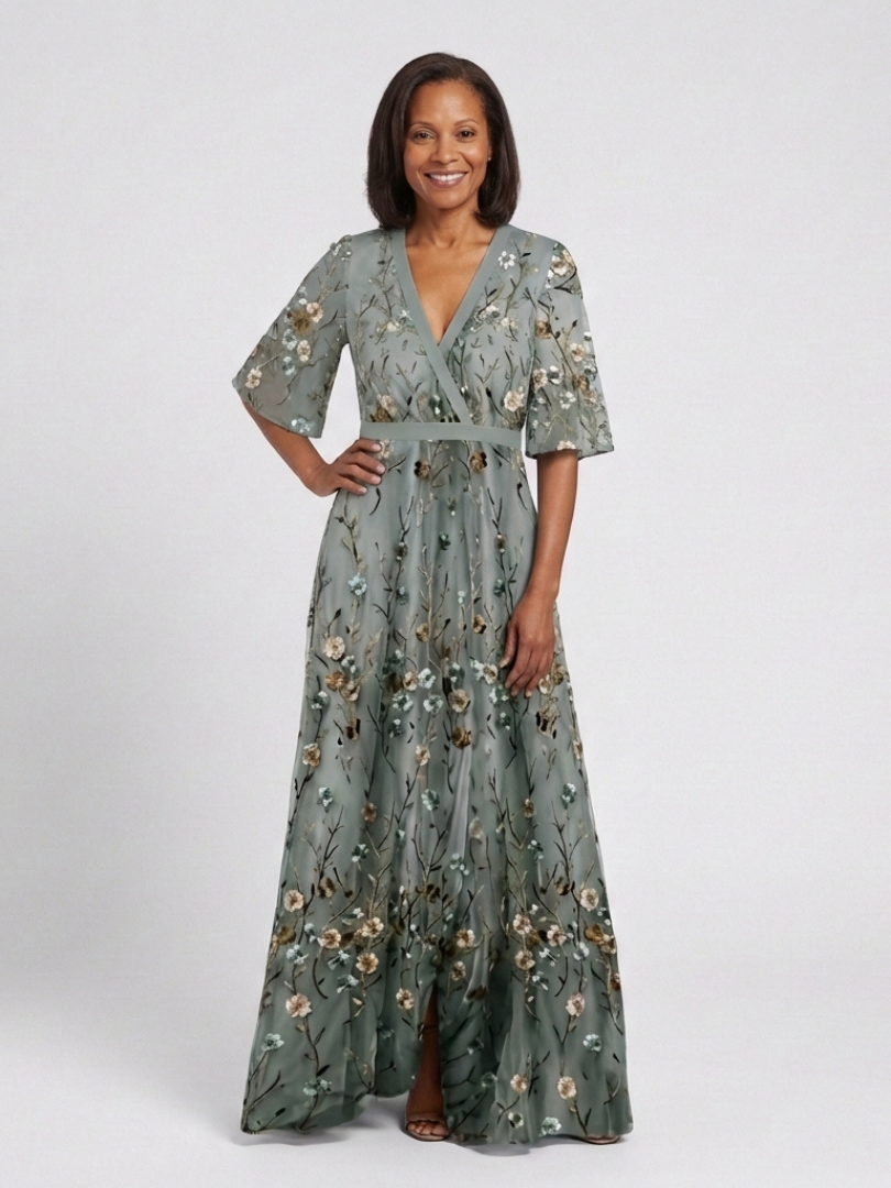 Evie Melbourne™ | Floral V Neck Short Sleeve Maxi Dress