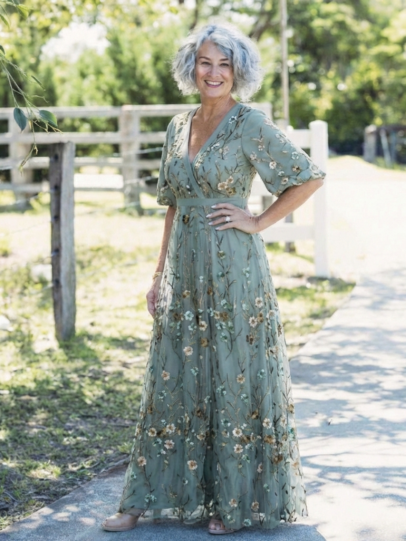 Evie Melbourne™ | Floral V Neck Short Sleeve Maxi Dress