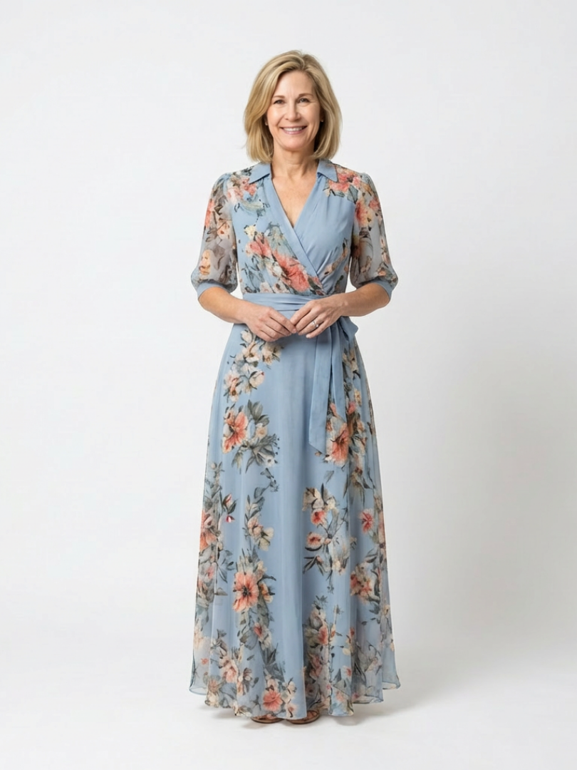 Evie Melbourne| Floral Wrap V Neck Maxi Dress