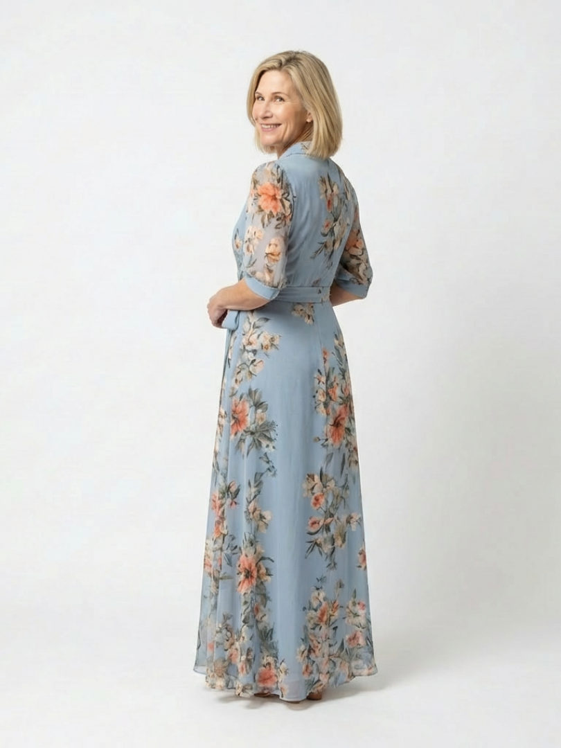 Evie Melbourne| Floral Wrap V Neck Maxi Dress