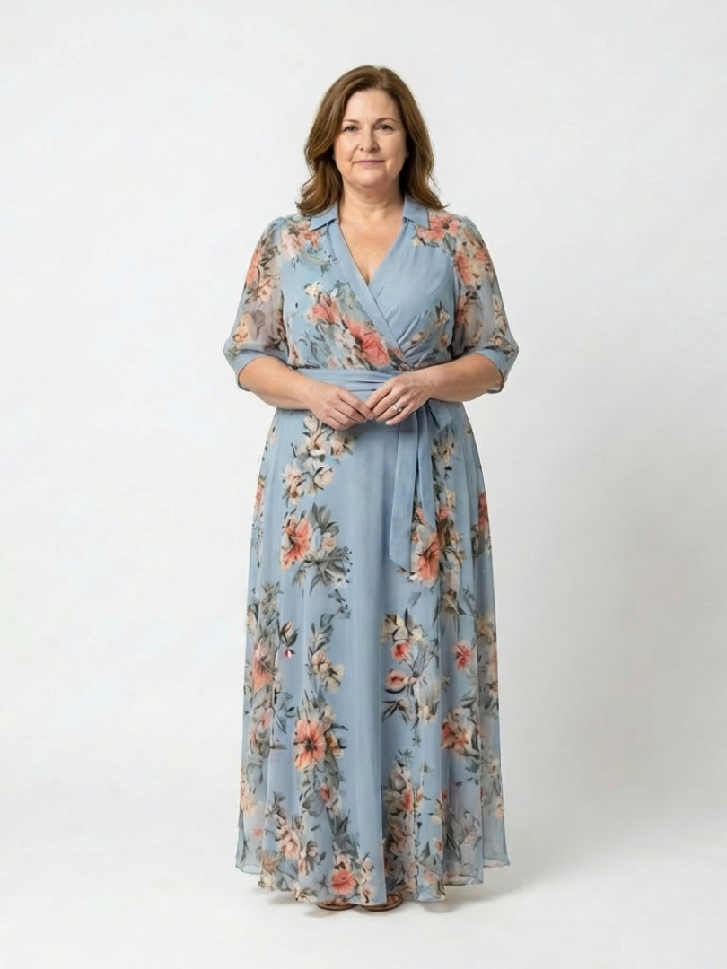 Evie Melbourne| Floral Wrap V Neck Maxi Dress