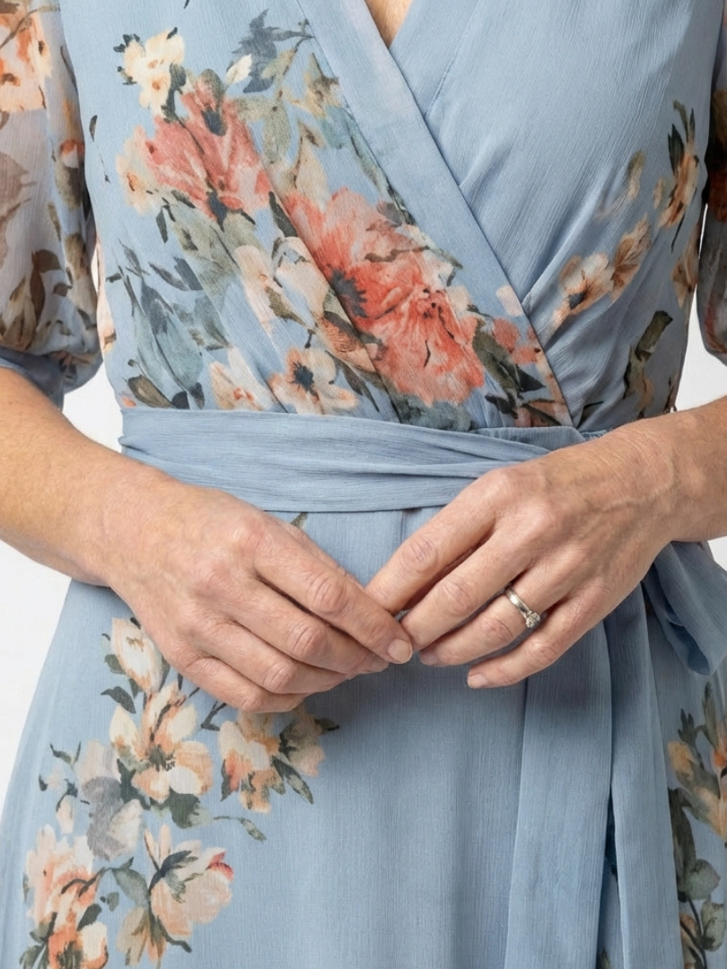 Evie Melbourne| Floral Wrap V Neck Maxi Dress