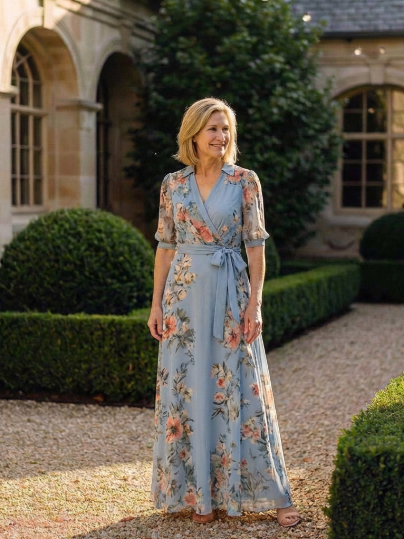 Evie Melbourne| Floral Wrap V Neck Maxi Dress